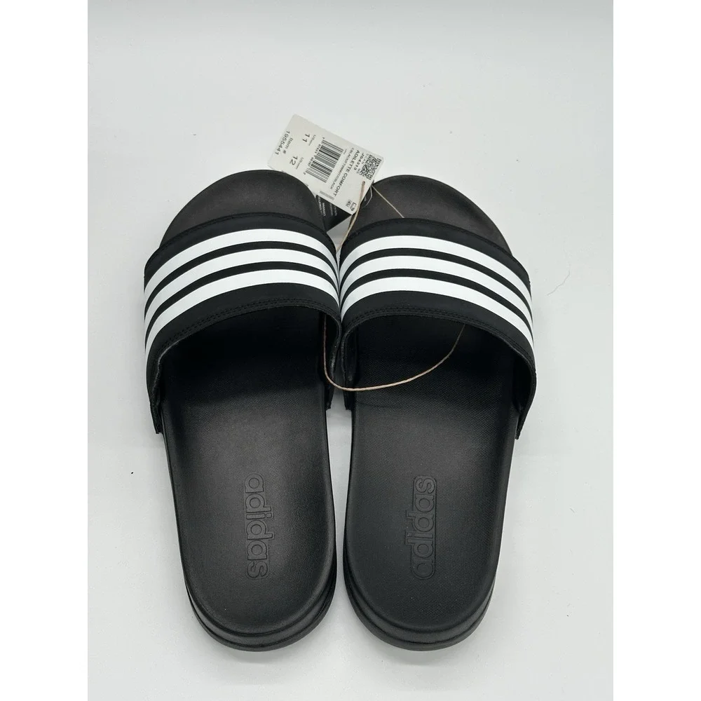 Adidas Adilette Comfort Slides Men's 11 Women's 12 Black White JS4313 NWT & Box